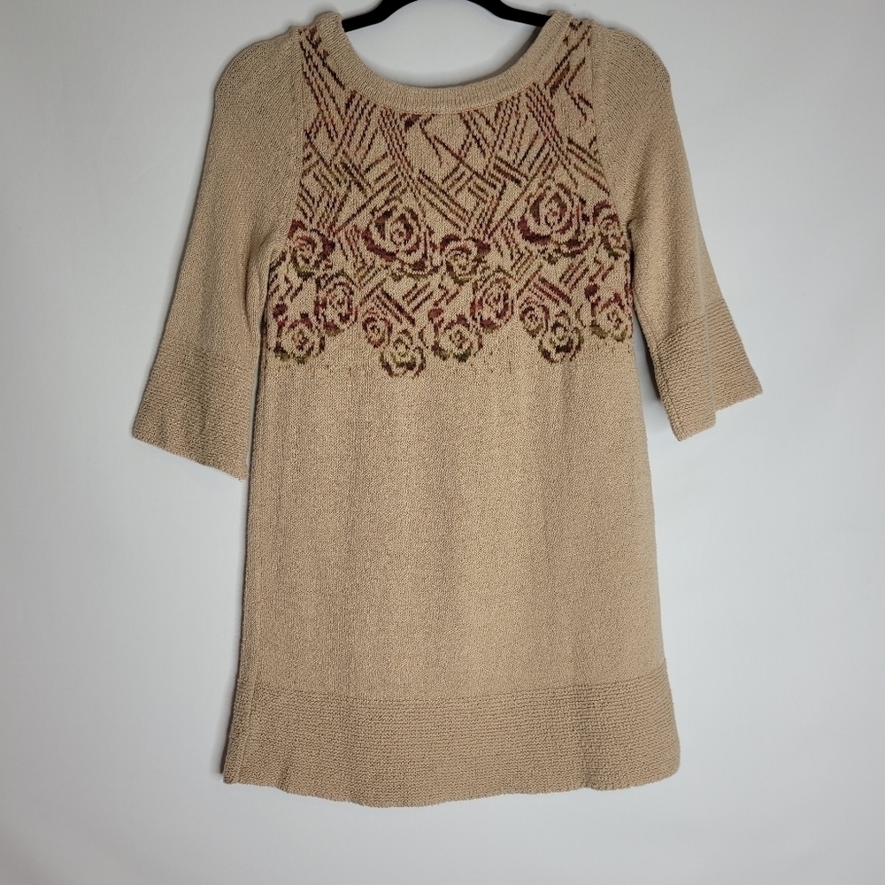 Free People Tan Knit Rose Tunic Top - Picture 3 of 11